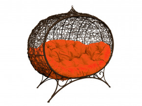 Кокон Улей на ножках с ротангом оранжевая подушка в Алапаевске - alapaevsk.magazinmebel.ru | фото