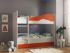 Кровать 2-х ярусная Мая с ящиками на латофлексах белый-оранж в Алапаевске - alapaevsk.magazinmebel.ru | фото
