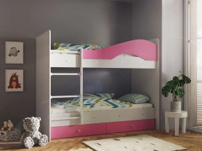 Кровать 2-х ярусная Мая с ящиками на латофлексах белый-розовый в Алапаевске - alapaevsk.magazinmebel.ru | фото