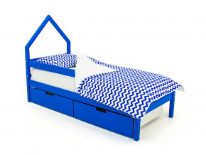 Кровать-домик мини Svogen с ящиками и бортиком синий в Алапаевске - alapaevsk.magazinmebel.ru | фото