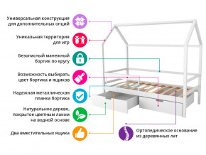 Кровать-домик Svogen с фото с ящиками и бортиком белый/барашки в Алапаевске - alapaevsk.magazinmebel.ru | фото - изображение 2