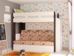Кровать двухъярусная Карамель 75 венге ткань савана в Алапаевске - alapaevsk.magazinmebel.ru | фото - изображение 1
