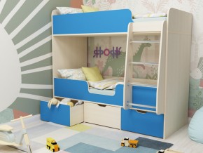 Кровать двухъярусная Малыш двойняшка дуб молочный-голубой в Алапаевске - alapaevsk.magazinmebel.ru | фото