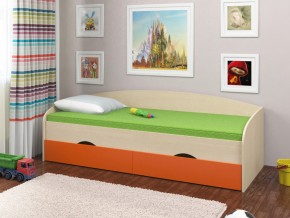 Кровать Соня 2 дуб молочный-оранжевый в Алапаевске - alapaevsk.magazinmebel.ru | фото