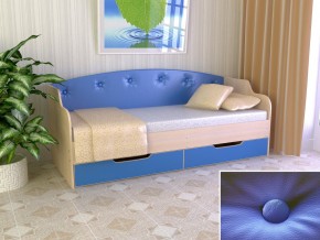 Кровать Юниор Тип 2 дуб молочный/синий 800х1600 в Алапаевске - alapaevsk.magazinmebel.ru | фото