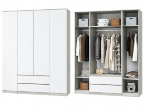 Шкаф для одежды четырехдверный Лори дуб серый, белый в Алапаевске - alapaevsk.magazinmebel.ru | фото - изображение 1
