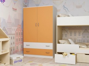 Шкаф двухстворчатый белый-оранж в Алапаевске - alapaevsk.magazinmebel.ru | фото