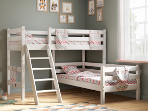 Угловая кровать Соня Вариант 8 с наклонной лестницей белая в Алапаевске - alapaevsk.magazinmebel.ru | фото